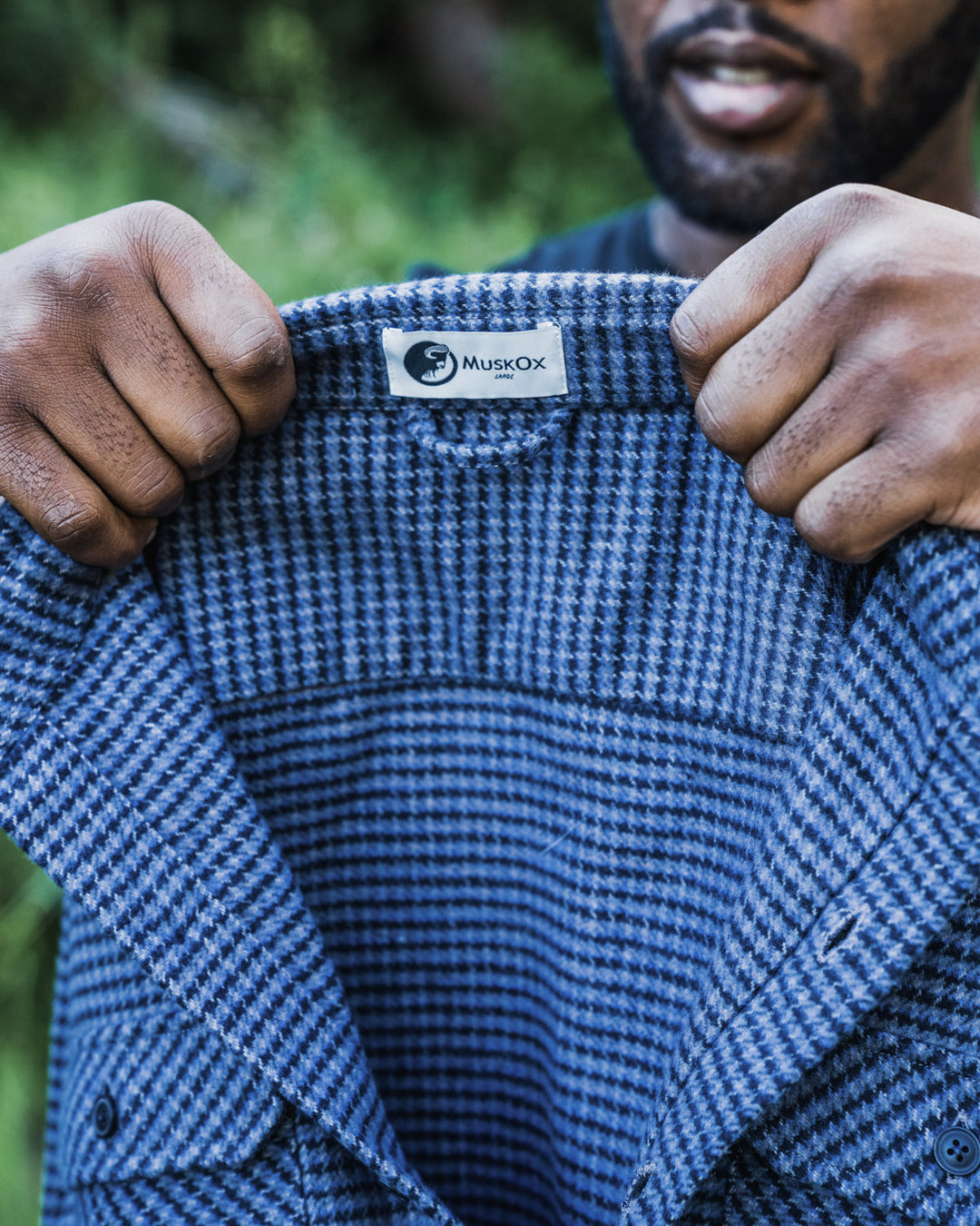 MuskOx Grand Flannel in Dark Blue Mini Check