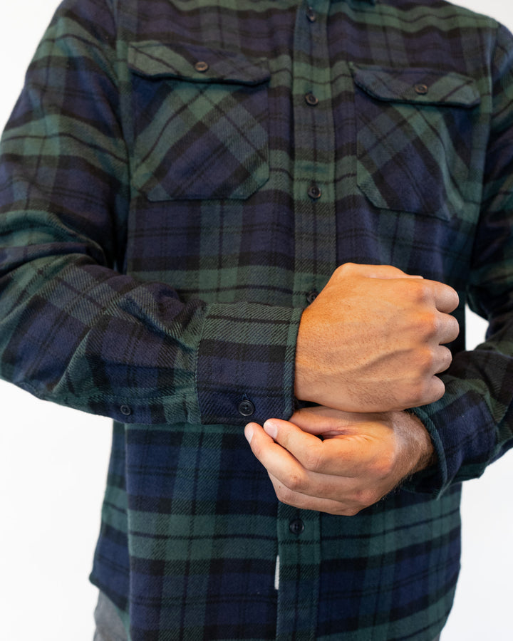 Field Grand Flannel in Blackwatch, Cotton Flannel For Men in Green and Navy