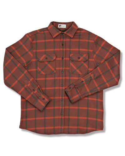 Field Grand Flannel in Red and Green, 100% Cotton Flannel Shirt for Men by MuskOx