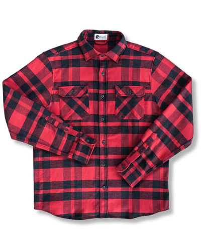 Field Grand Flannel in Red Plaid, 100% Cotton Flannel Shirt for Men by MuskOx