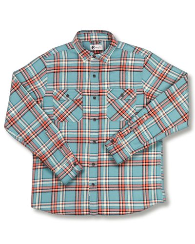 Field Grand Flannel in Teal Plaid, 100% Cotton Flannel for Men, Dense and Durable for the Field
