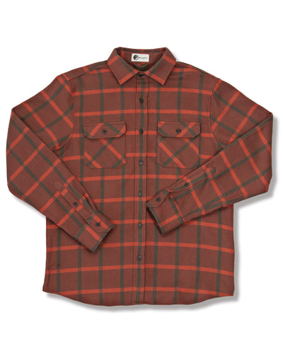 Field Grand Flannel in Red and Green, 100% Cotton Flannel Shirt for Men by MuskOx