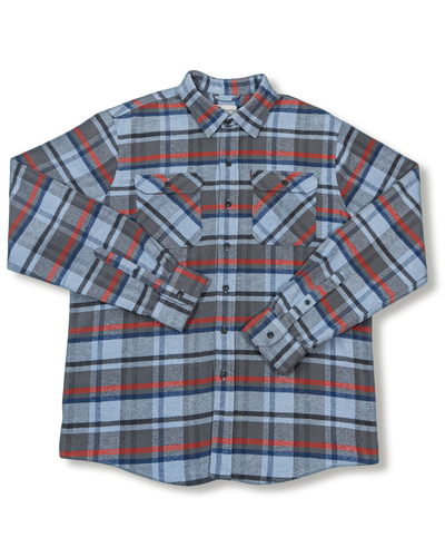 Grand Flannel in Dust Blue Plaid, 100% Cotton Flannel Shirt for Men by MuskOx
