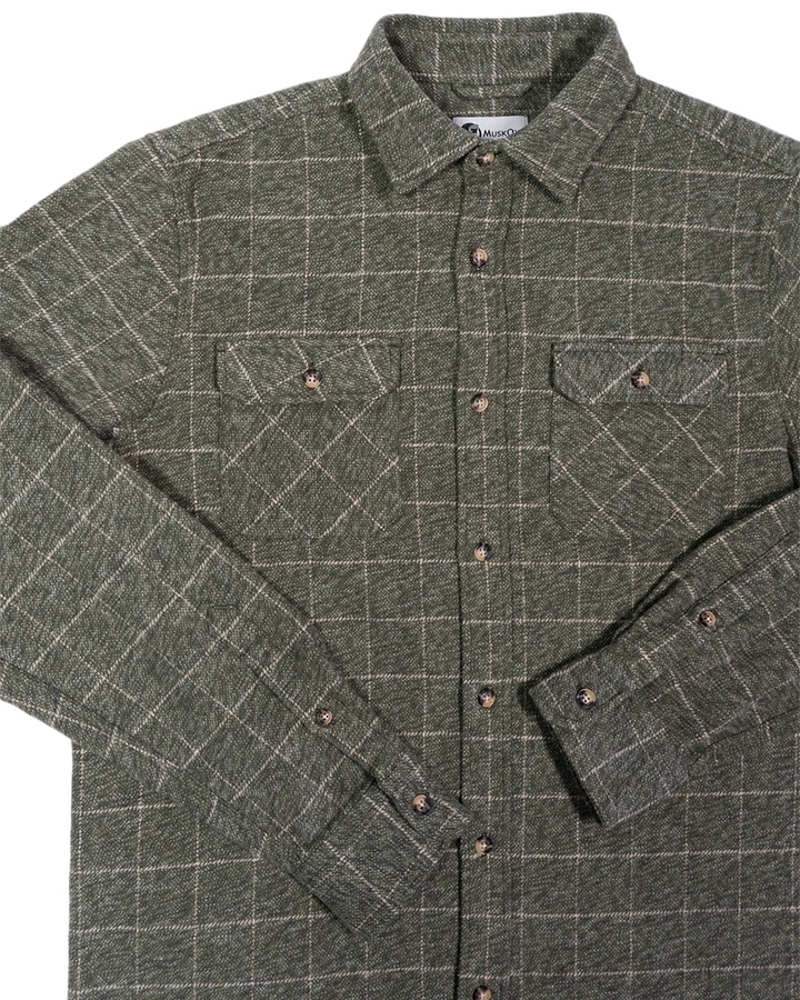 Moss Green Flannel for Men, 100% Cotton Flannel