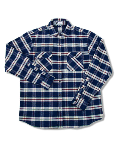 Grand Flannel in Navy Plaid, 100% Cotton Flannel Shirt for Men by MuskOx