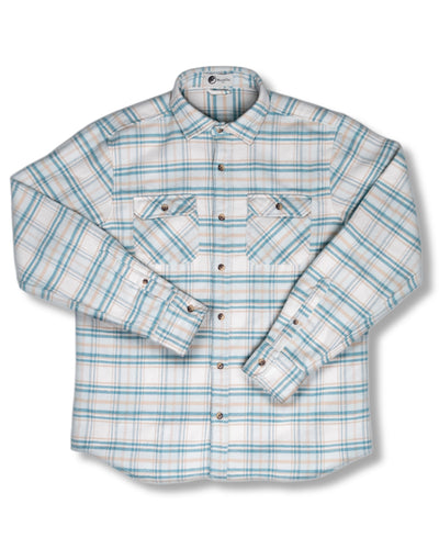 Grand Flannel Shirt for Men, 100% Cotton Heavyweight Flannel Shirt in Blue and Yellow Plaid