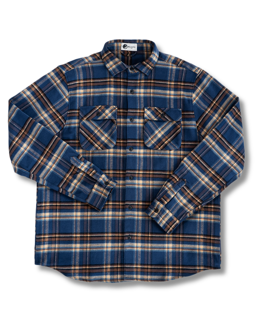 Relaxed Flannel Shirt in Pecan Plaid, Heavyweight Flannel for Men