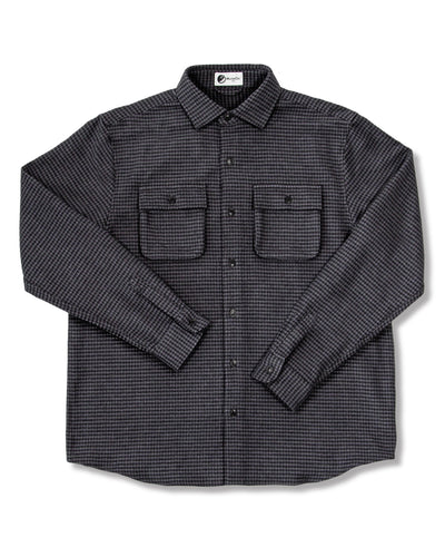 Relaxed fitting charcoal grey flannel shirt for men by MuskOx Flannels, made with 100% heavyweight cotton