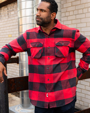 Relaxed Fitting Flannel Shirt in Red by MuskOx