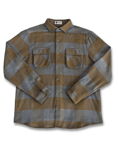 Relaxed Fitting Flannel Shirt for Men in Caper Green