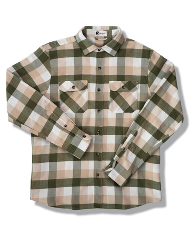 MuskOx Three Seasons Flannel in Pine, 100% cotton lightweight flannel shirt for men