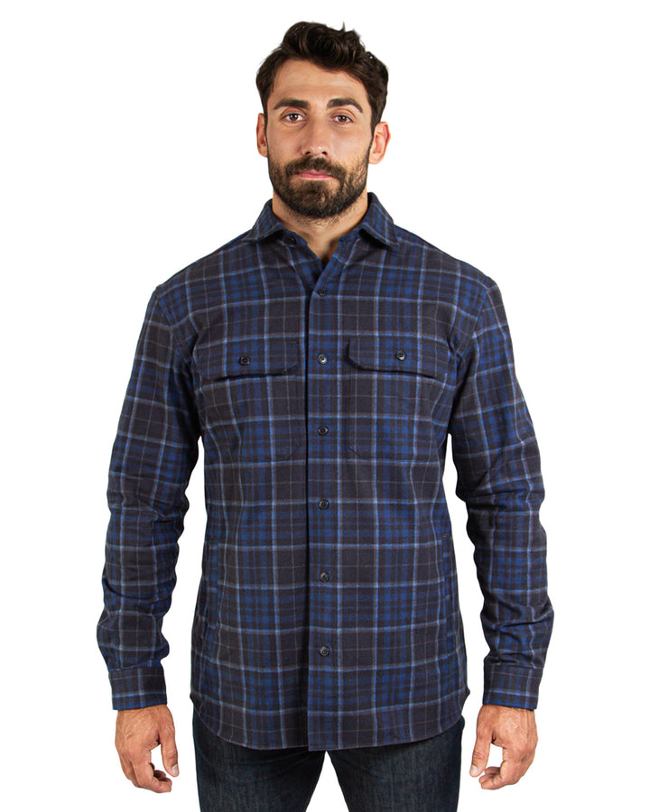 Yukon Flannel Shirt Jacket, Navy Plaid