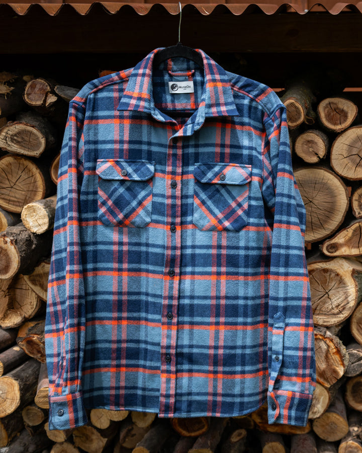 Grand Flannel in Blue Plaid, 100% Cotton Flannel for Men