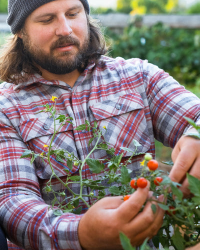 Relaxed Fitting Flannel Shirt for Men in Sedona Red Plaid