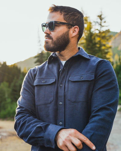 Grand Flannel Shirt in Navy