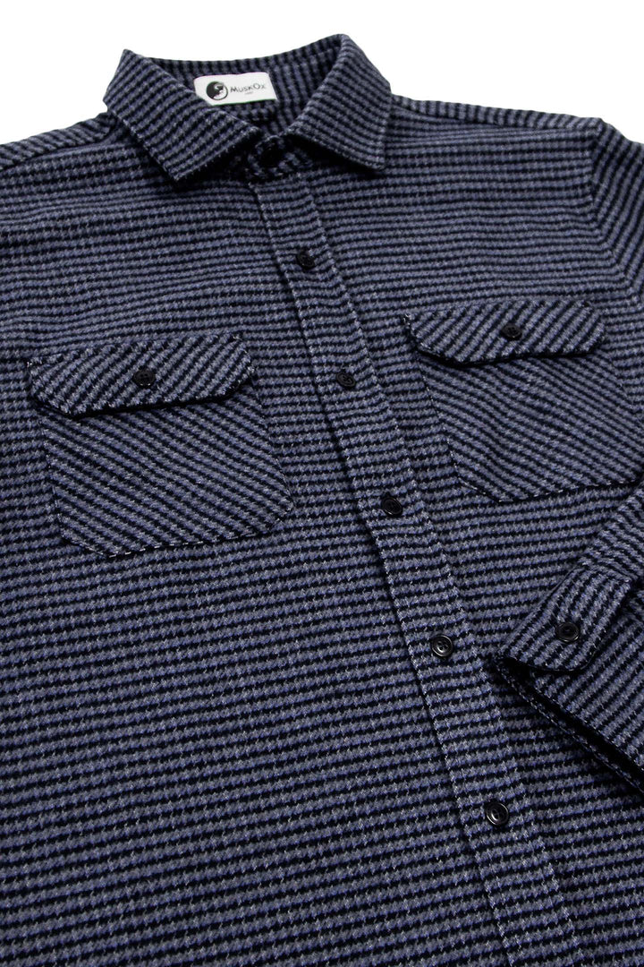 The Grand Flannel in Dark Blue by MuskOx Flannels, 100% Heavyweight Cotton Flannel Shirt for Men