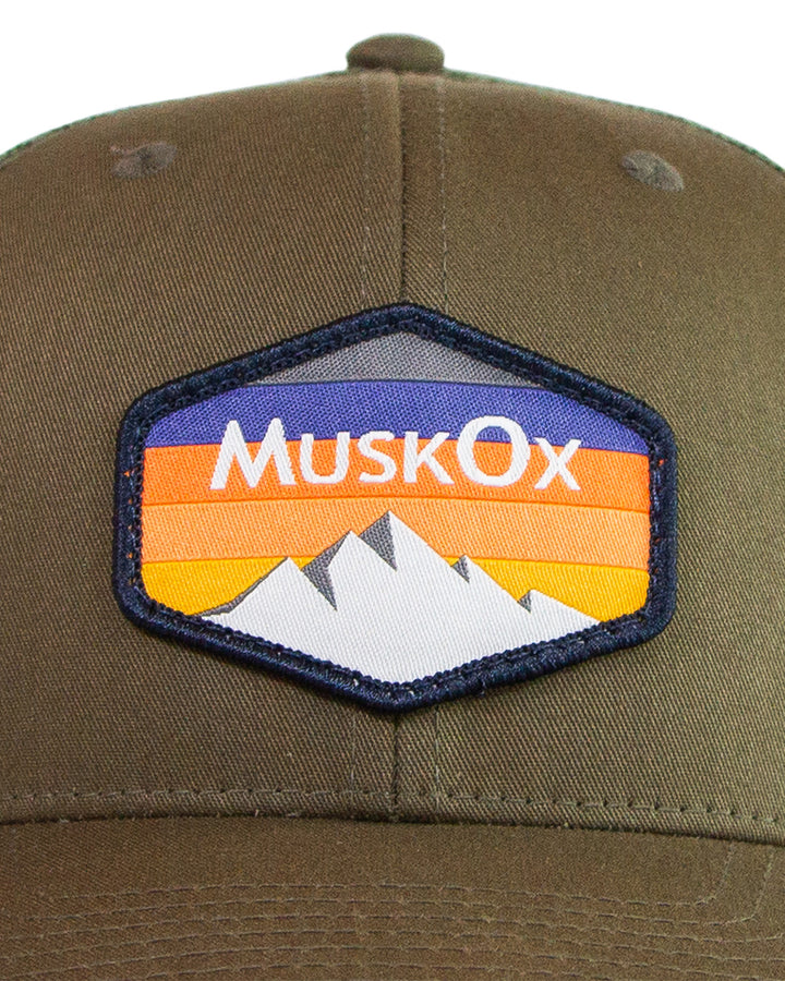 MuskOx Outdoor Apparel Mountain Adjustable Trucker Hat in Loden Green