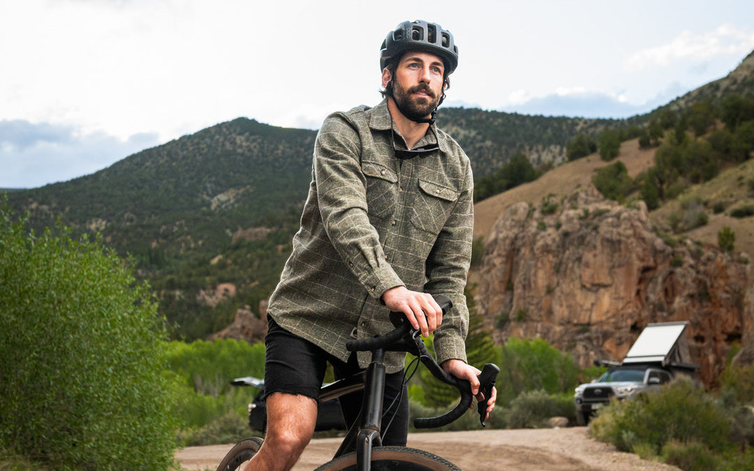 Grand Flannel in Moss, Spring Flannel for Biking