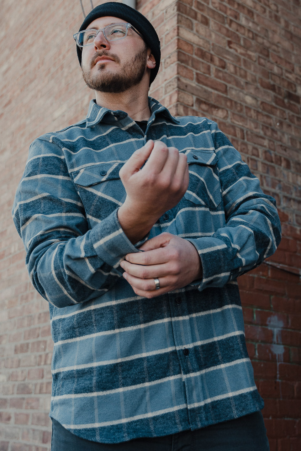 Grand Flannel in Ocean Blue, 100% Cotton Flannel Shirt for Men by MuskOx