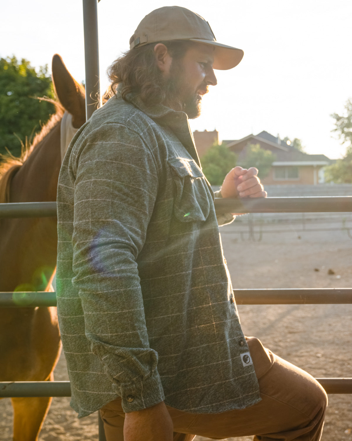 Relaxed fit flannel shirt for men in moss by MuskOx Flannels