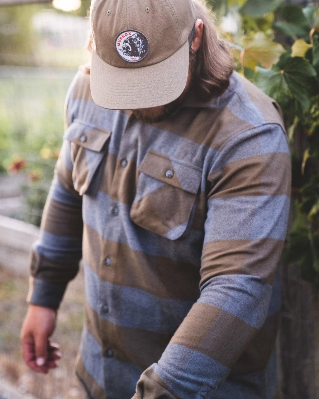 Relaxed Fitting Flannel Shirt for Men in Caper Green