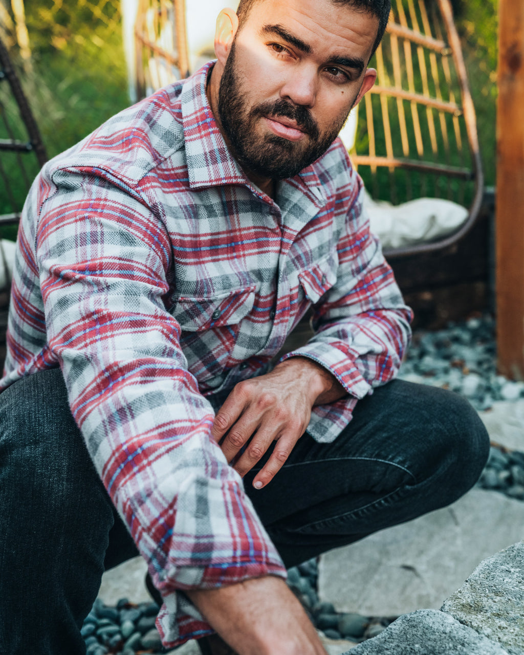 Field Grand Flannel Shirt for Men in Sedona Red Plaid