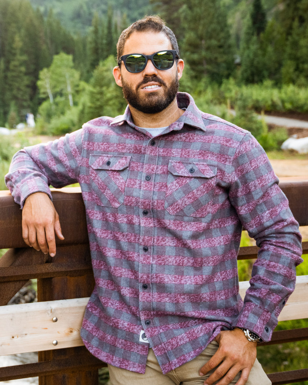 Grand Flannel in Burgundy, 100% Cotton Flannel Shirt for Men