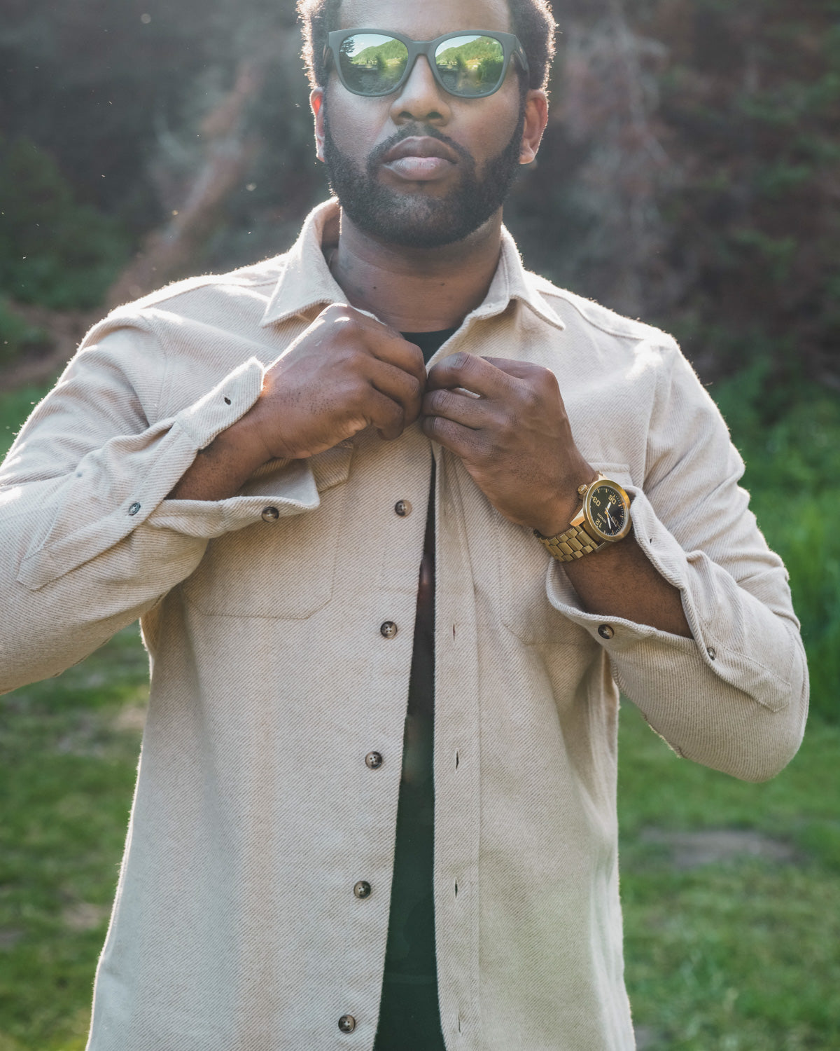 Grand Flannel in Camel, Heavyweight Cotton Flannel Shirt for Men