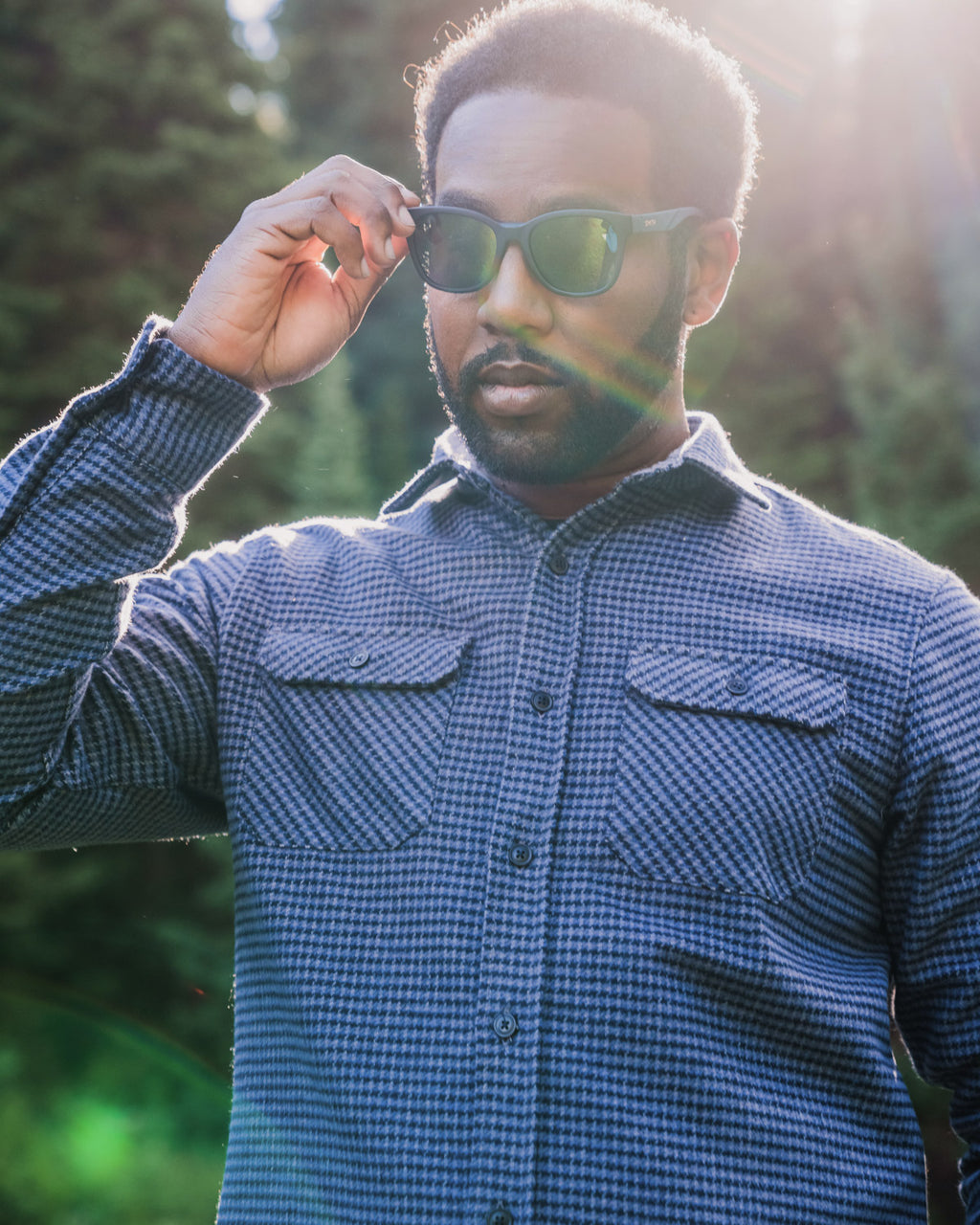 MuskOx Grand Flannel in Dark Blue Mini Check