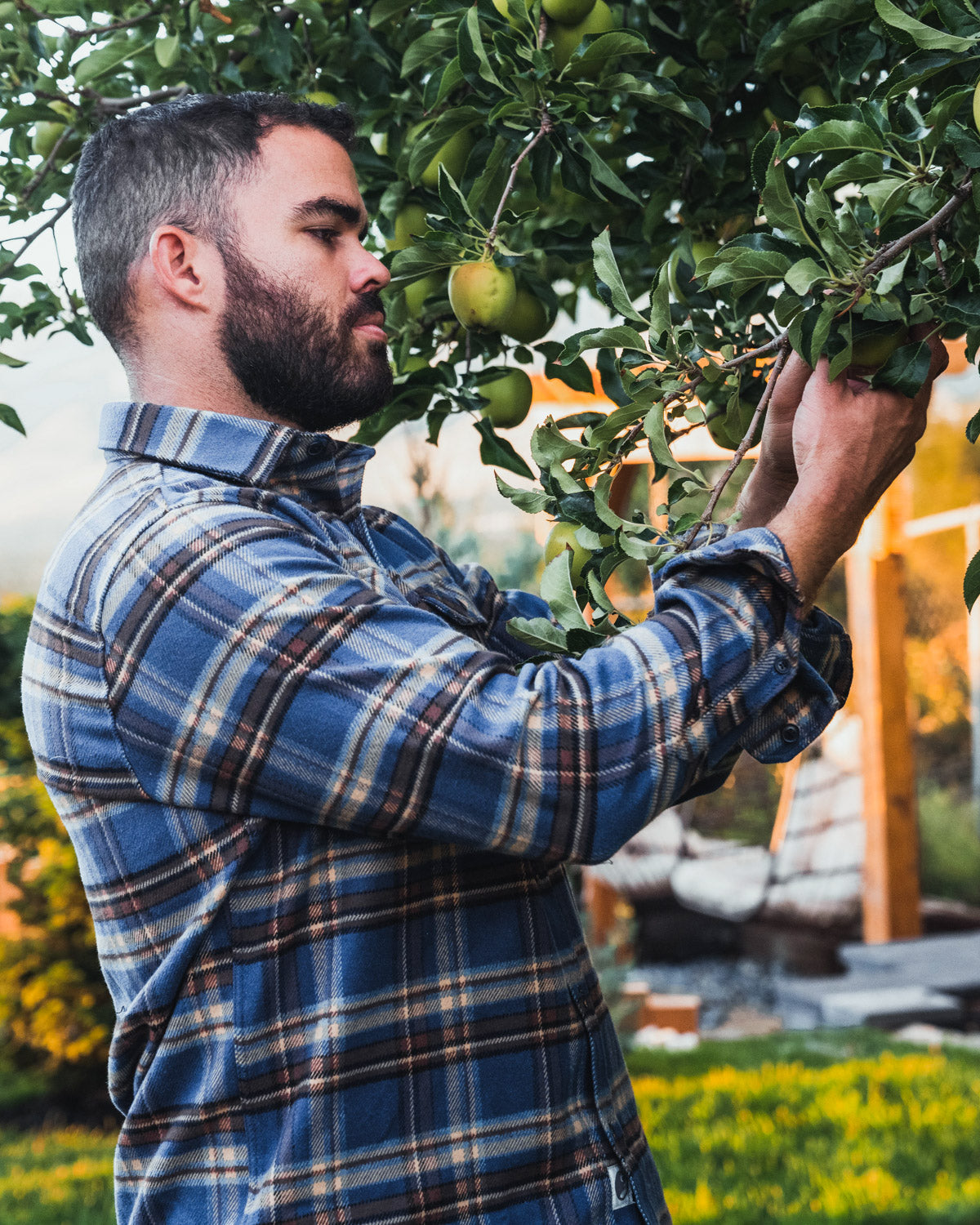 Field Grand Flannel in Pecan, 100% Cotton Flannel for Men by MuskOx Flannels
