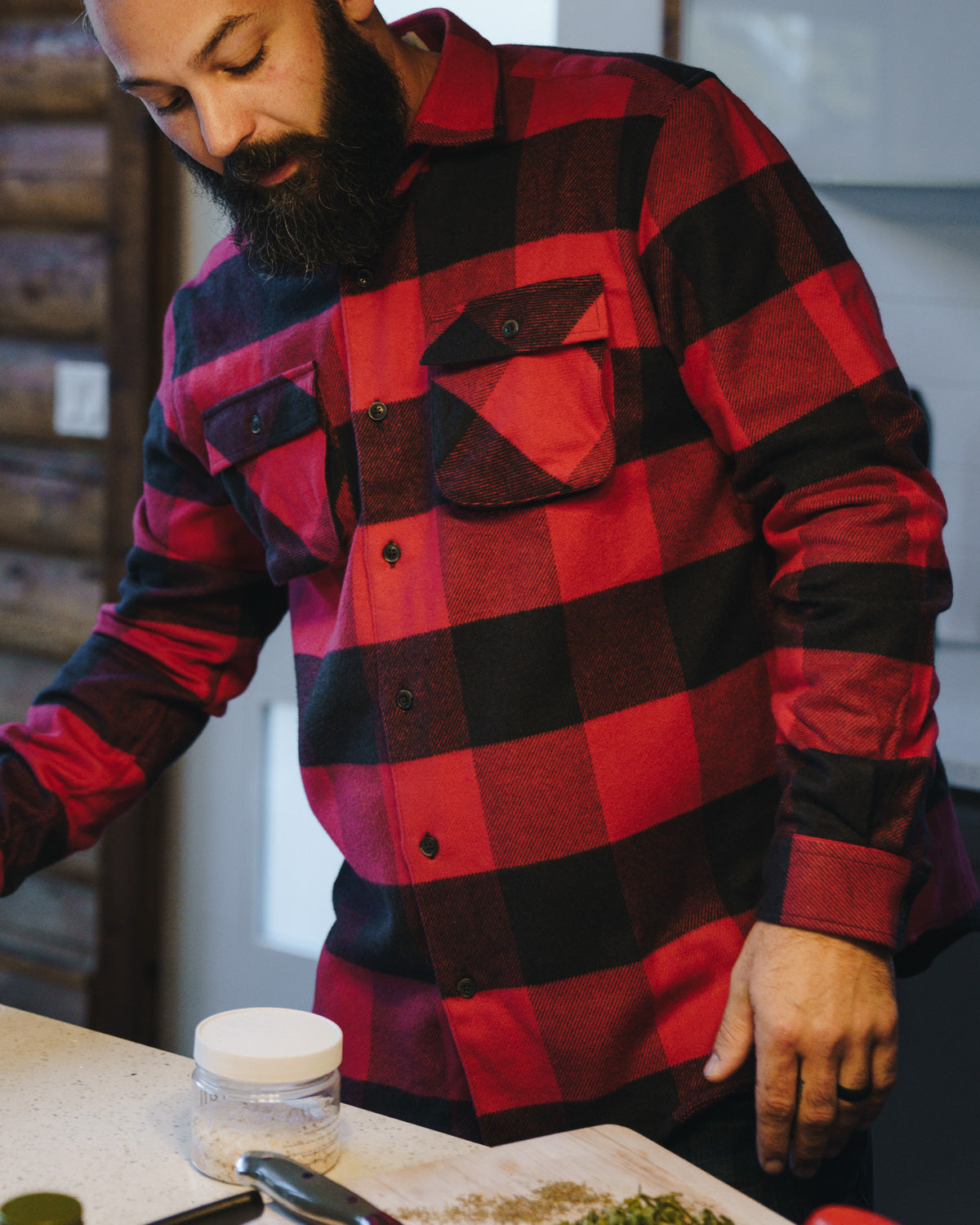 Relaxed Flannel, Red Relaxed Fitting Heavyweight Flannel for