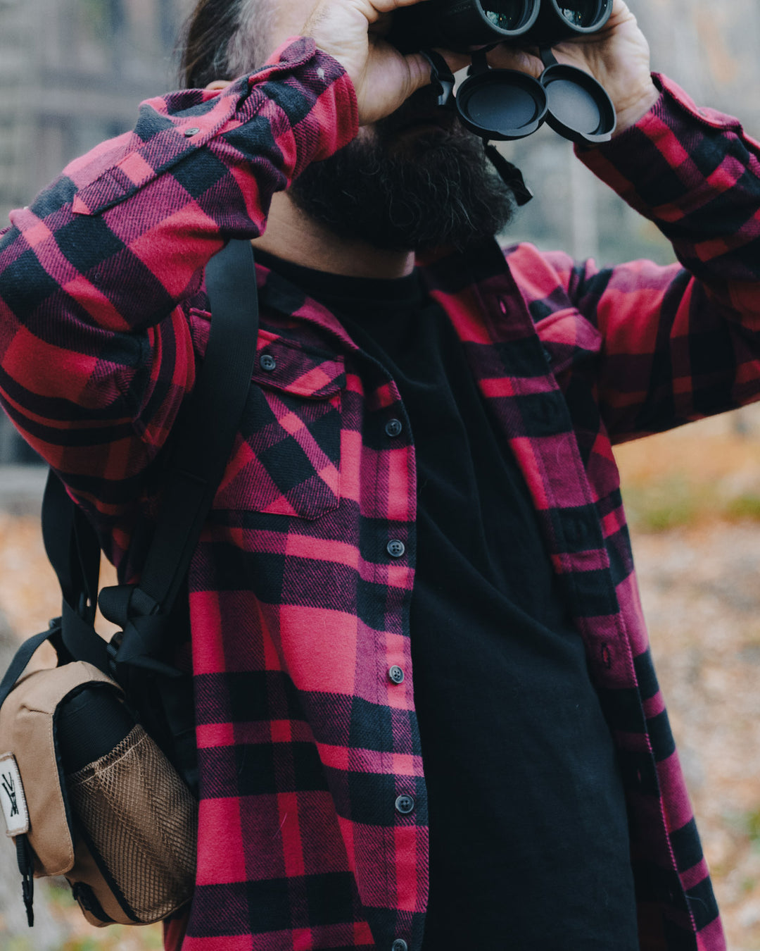 Field Grand Flannel in Red Plaid, 100% Cotton Flannel Shirt for Men by MuskOx