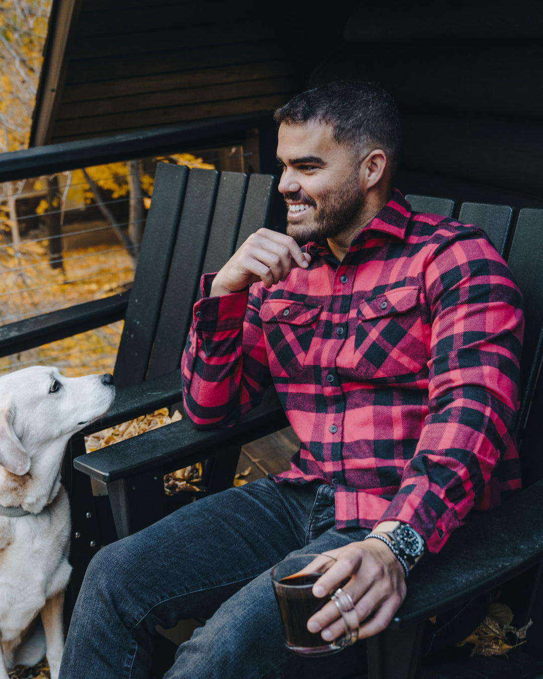 Field Grand Flannel in Red Plaid, 100% Cotton Flannel Shirt for Men by MuskOx