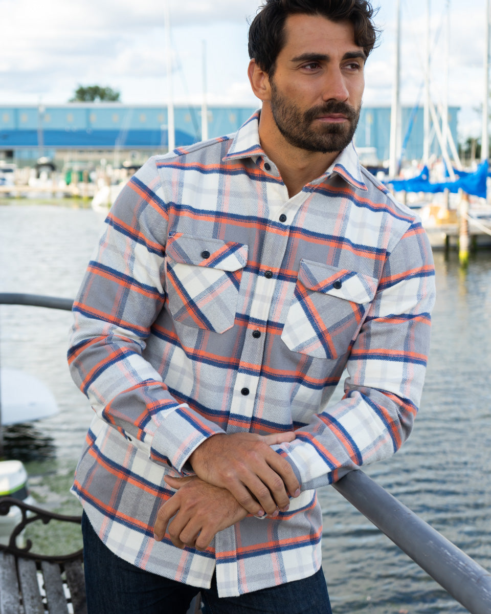 plaid orange shirt