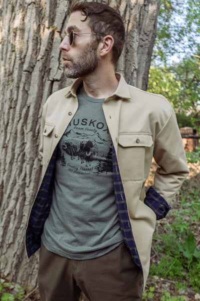 MuskOx Parks Tee in Military Green Heather