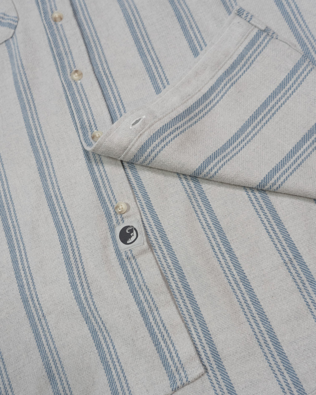 Blue and White Striped Flannel Shirt for Men, 100% Heavyweight Cotton Flannel