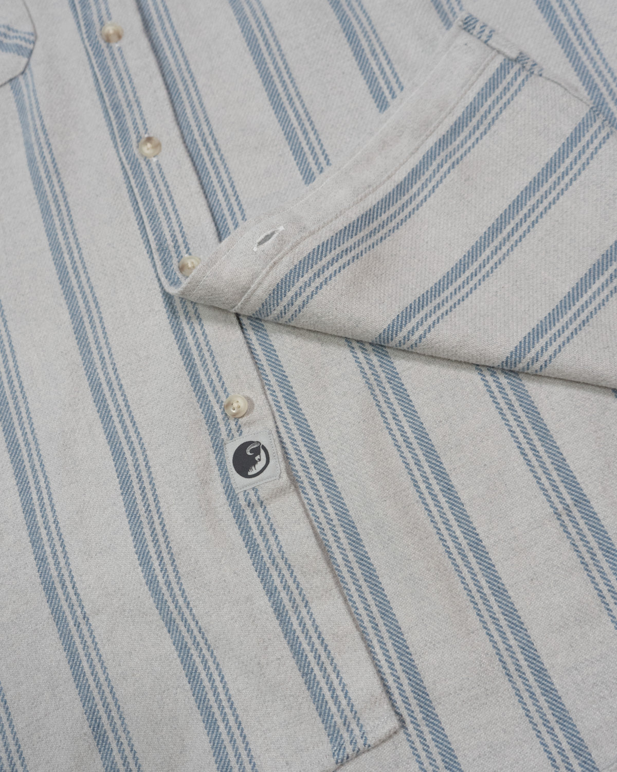 Blue and White Striped Flannel Shirt for Men, 100% Heavyweight Cotton Flannel