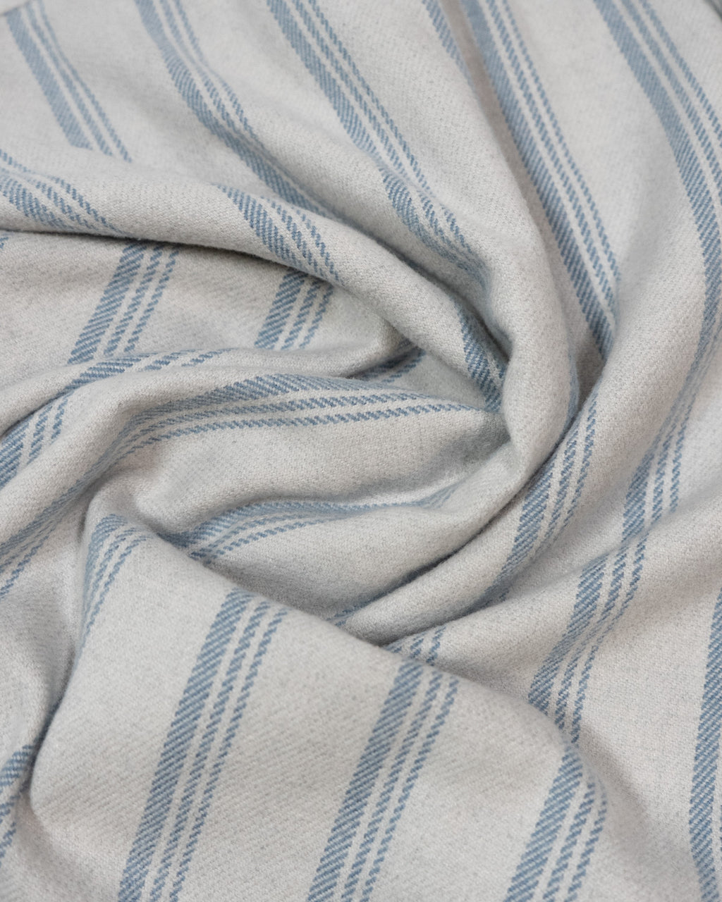 Blue and White Striped Flannel Shirt for Men, 100% Heavyweight Cotton Flannel