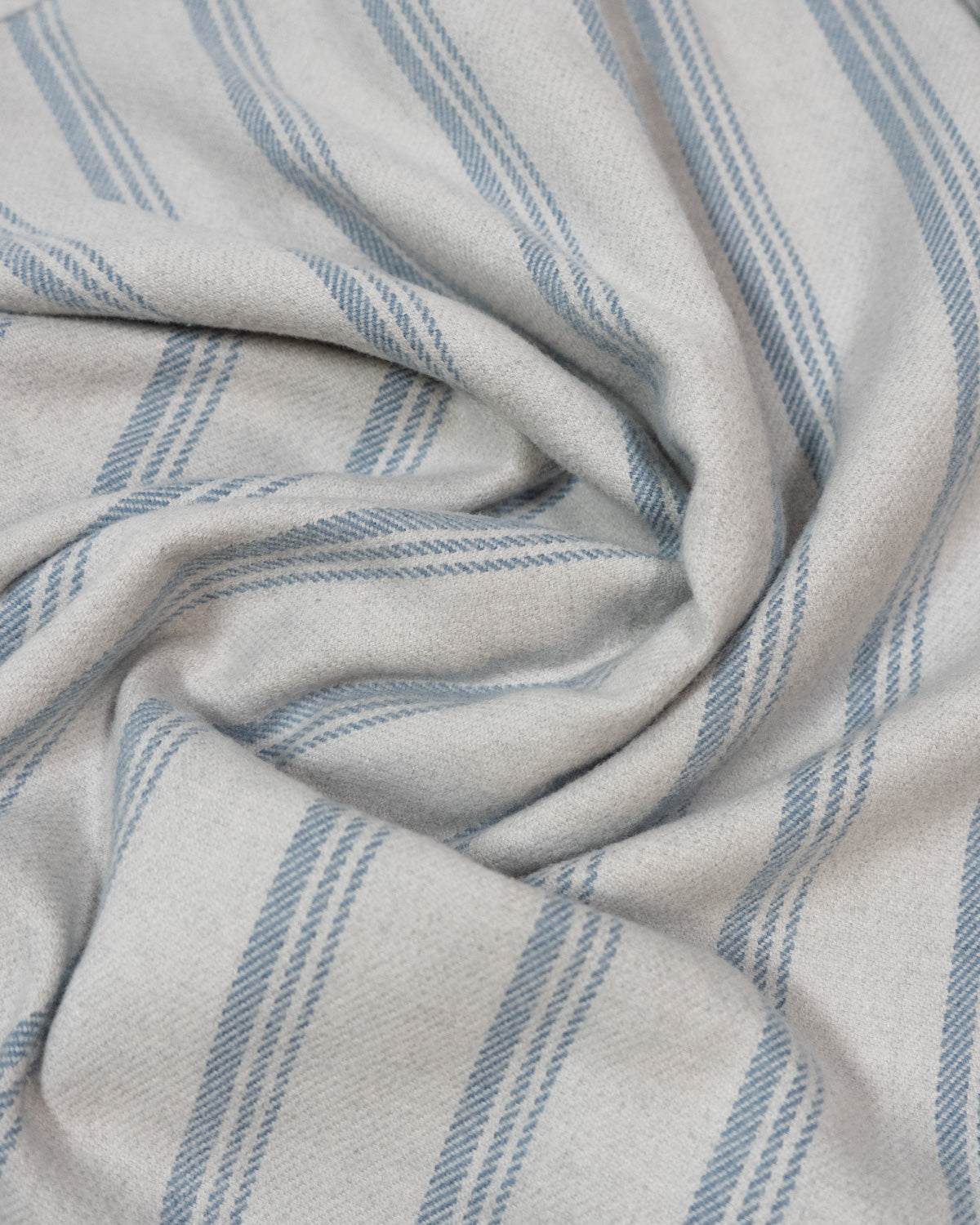 Blue and White Striped Flannel Shirt for Men, 100% Heavyweight Cotton Flannel