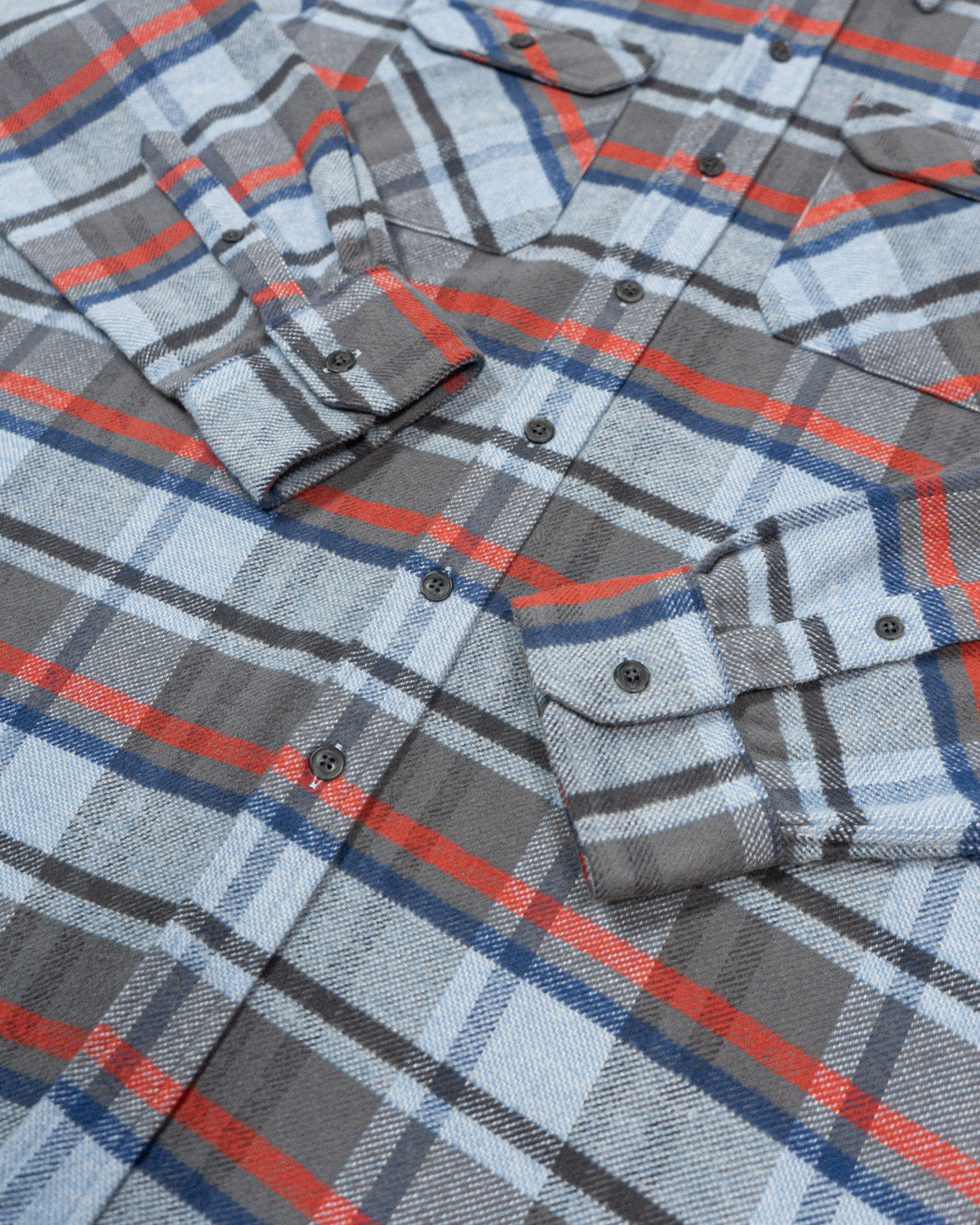 Grand Flannel in Dust Blue Plaid, 100% Cotton Flannel Shirt for Men by MuskOx