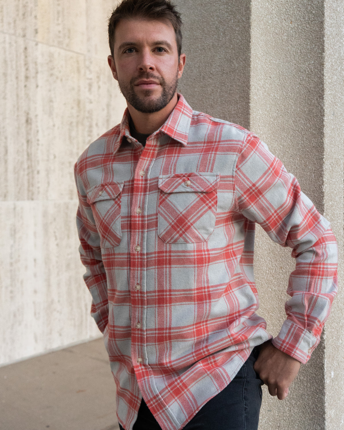 Soft Flannel Shirt for Men, Field Grand Flannel in Oatmeal Plaid