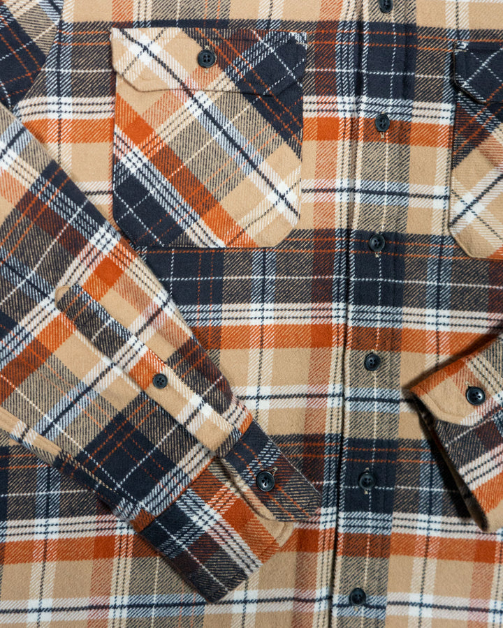 Grand Flannel in Tan Plaid, 100% Cotton Flannel for Men