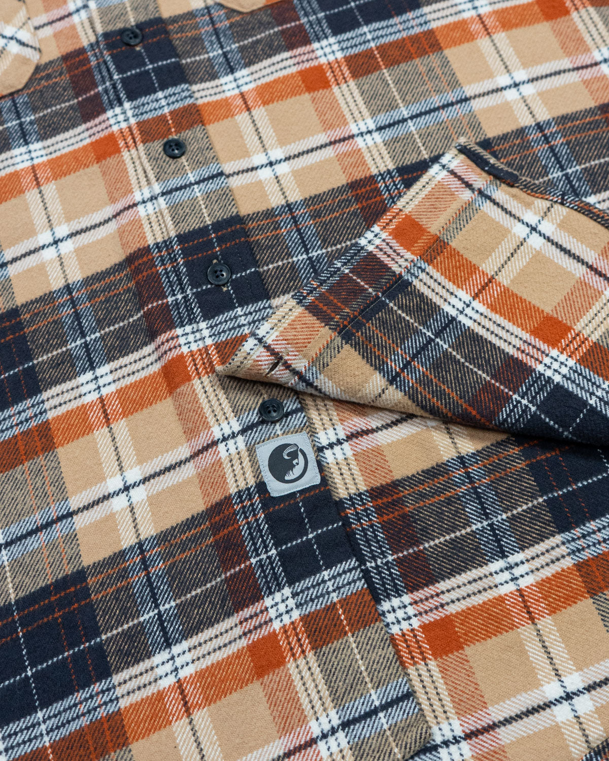 Grand Flannel in Tan Plaid, 100% Cotton Flannel for Men