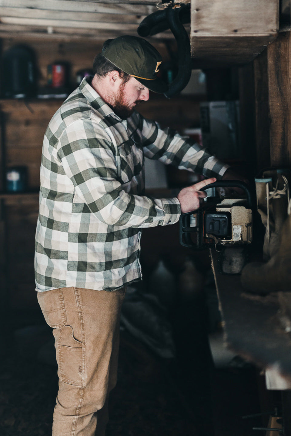 MuskOx Three Seasons Flannel in Pine, 100% cotton lightweight flannel shirt for men