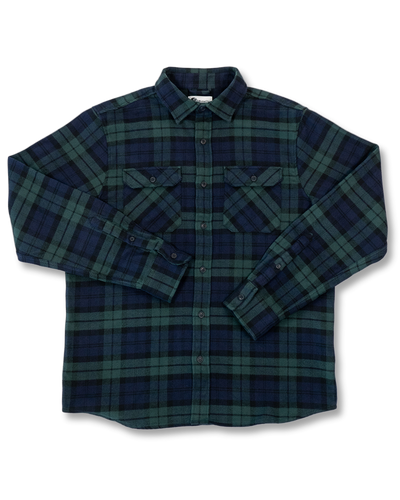 Field Grand Flannel in Blackwatch, Cotton Flannel For Men in Green and Navy
