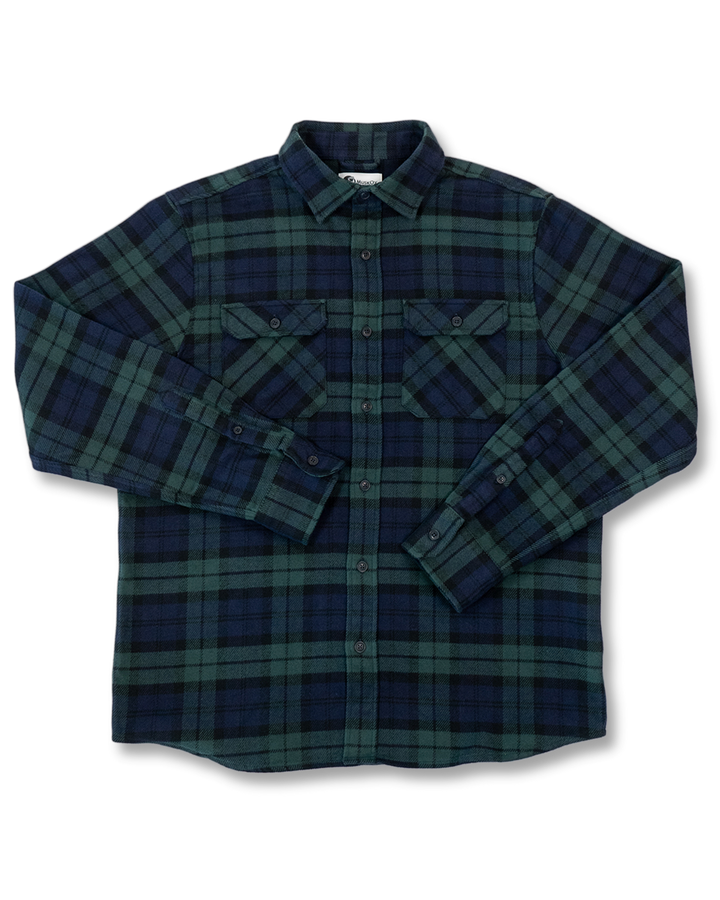 Field Grand Flannel in Blackwatch, Cotton Flannel For Men in Green and Navy