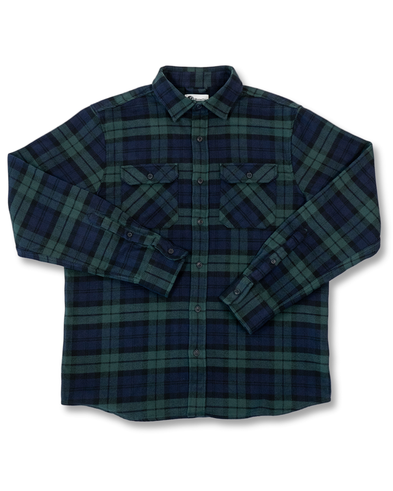 Field Grand Flannel in Blackwatch, Cotton Flannel For Men in Green and Navy