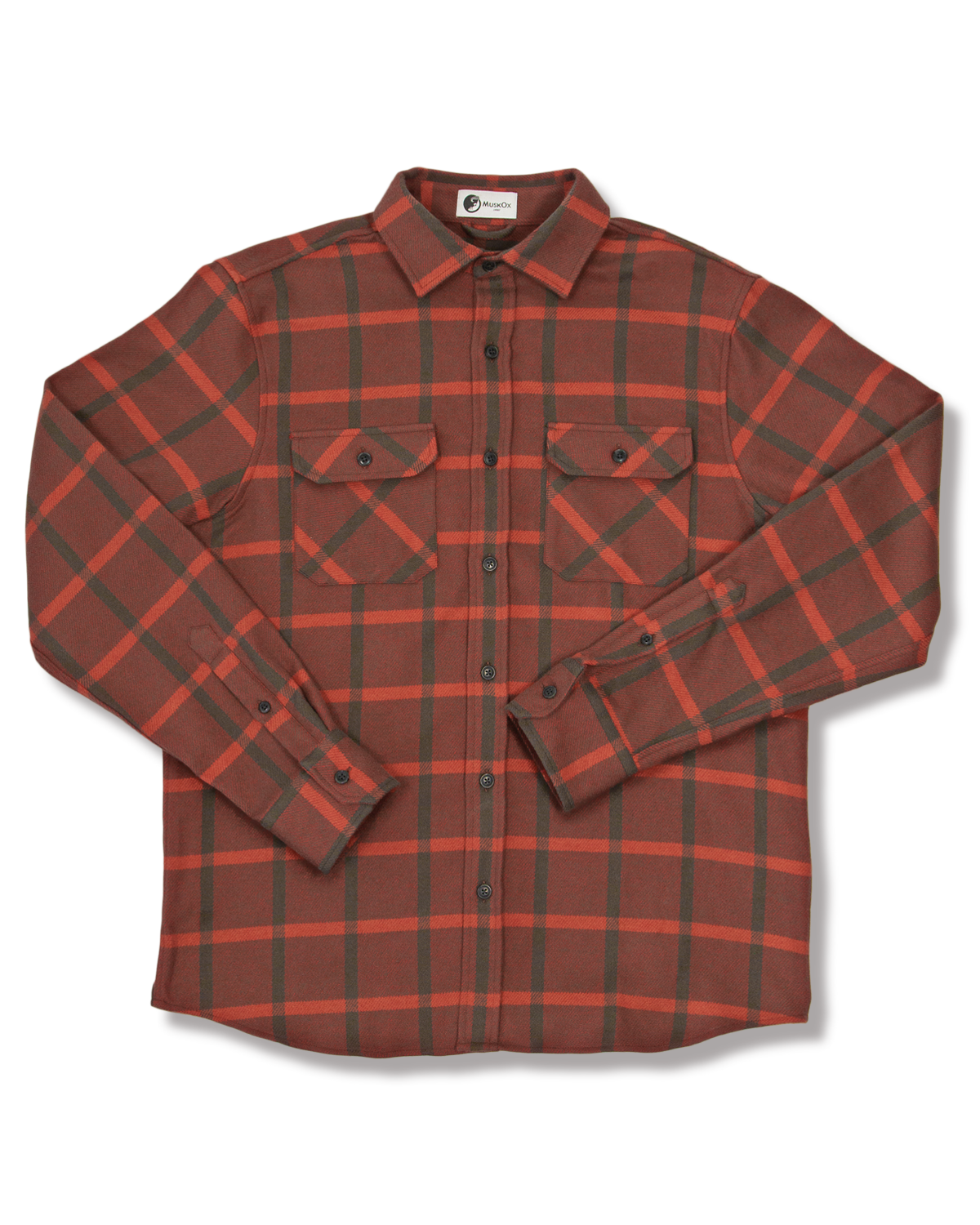 Field Grand Flannel in Red and Green, 100% Cotton Flannel Shirt for Men by MuskOx