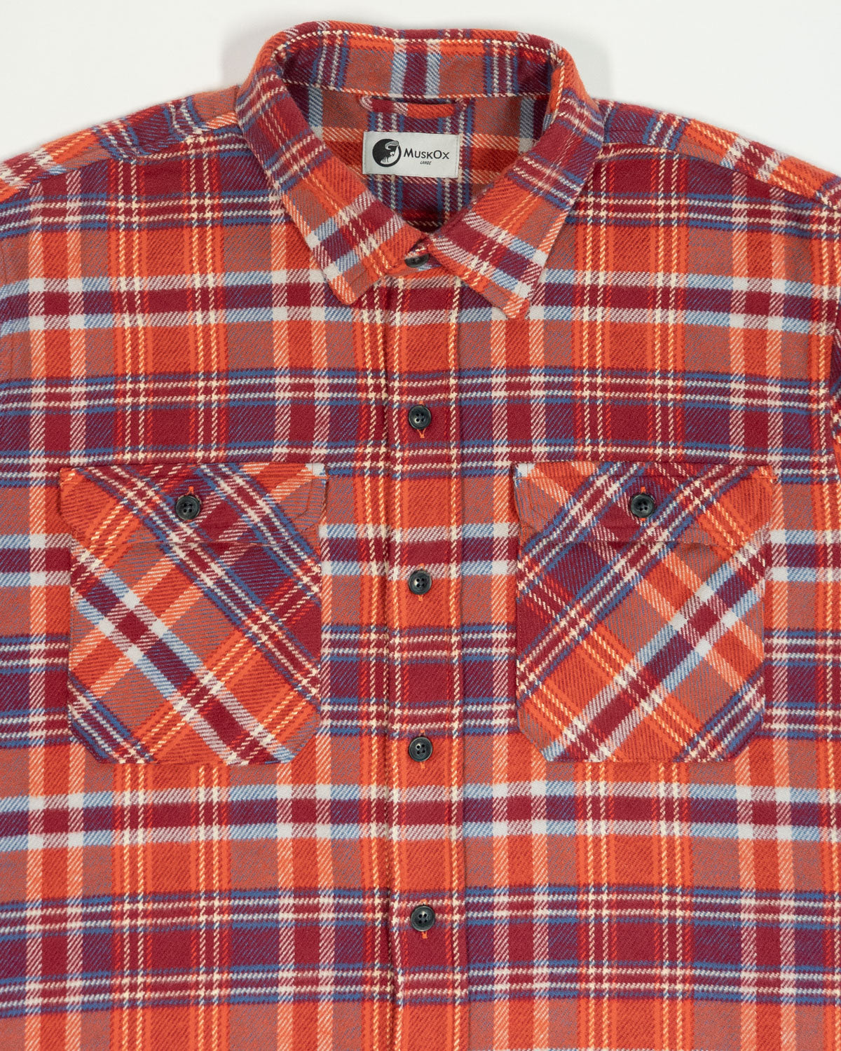 Soft Flannel Shirt for Men, 100% Cotton Flannel in Carmine Orange