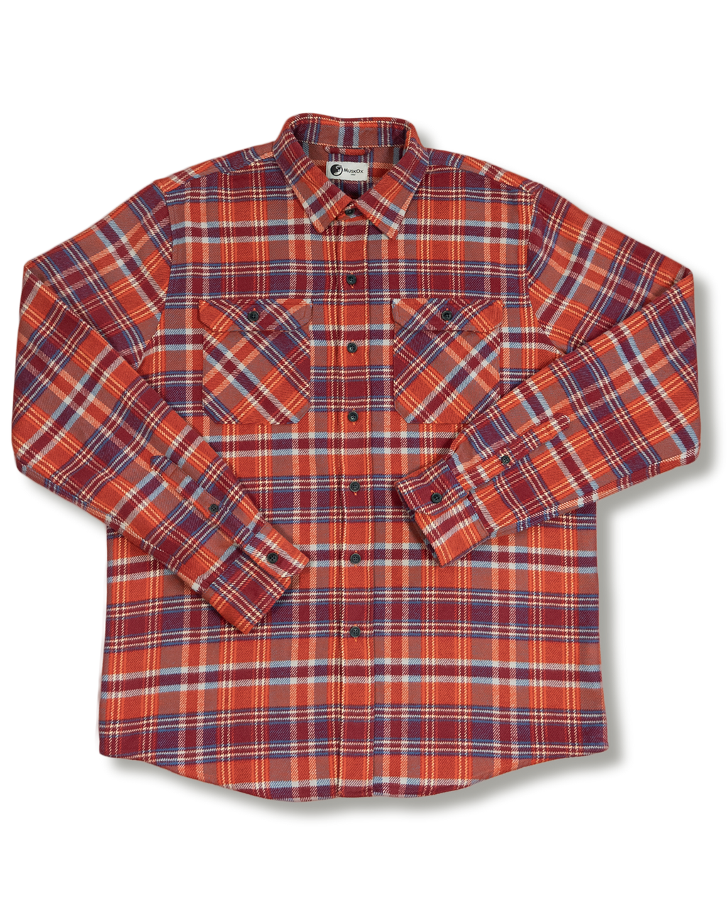 Soft Flannel Shirt for Men, 100% Cotton Flannel in Carmine Orange